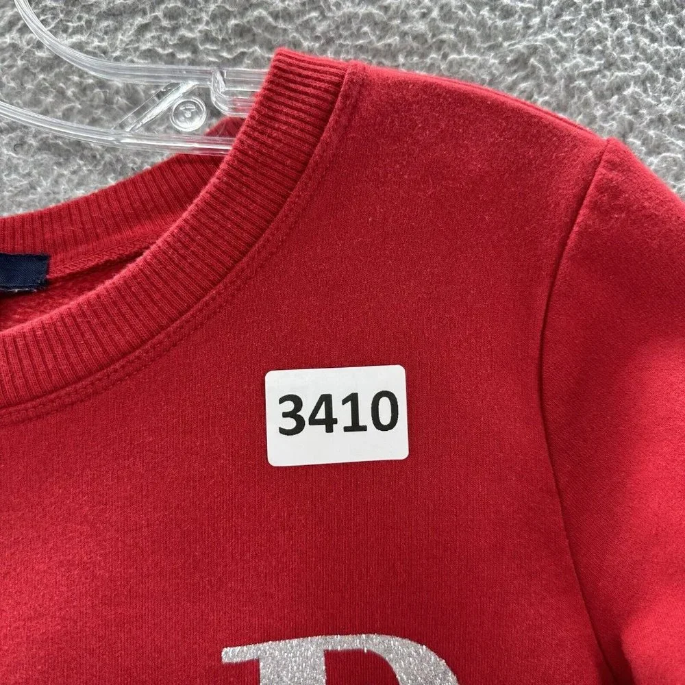 GAP‎ Sweatshirt Women's XS Red Graphic Glittered LOGO Crew Neck Sweatshirt XS